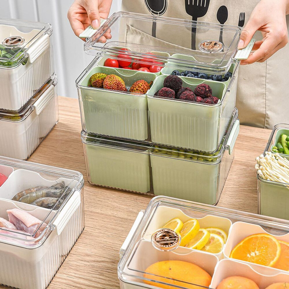 (green) Refrigerator Organizer Bins Organization Baskets Freezer Food Container For Pantry Fridge Kitchen