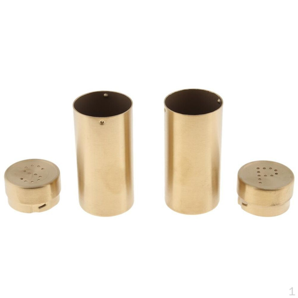 (as the picture, Gold) 2pcs Stainless Steel Salt Sugar Pepper Shaker Seasoning Cans Set