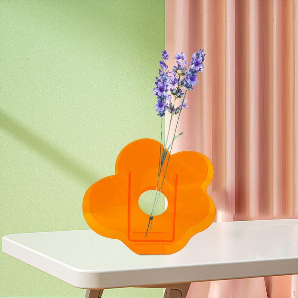 (as the picture, Orange) Acrylic Vase, Flower Clear Vase For Decoration, Contemporary Unique