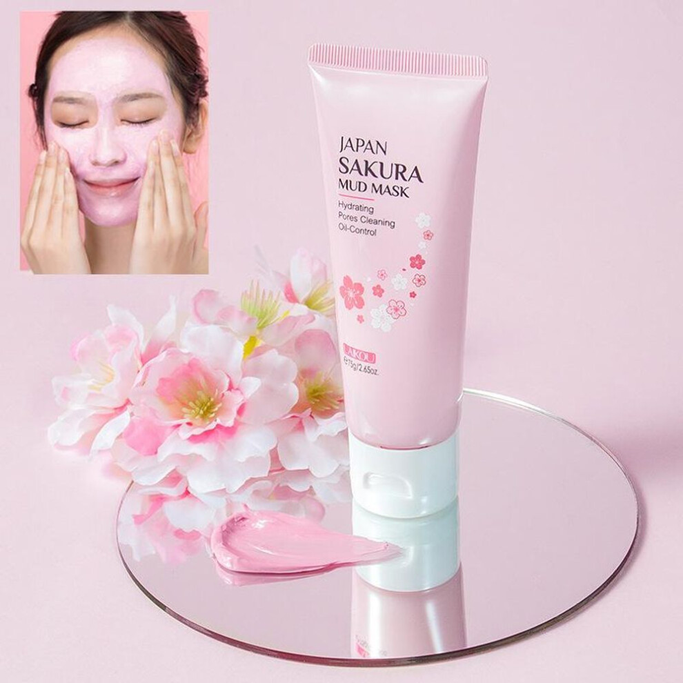 (as the picture, 75g) Laikou Cherry Blossom Mask Mud 75g Smear-type Mud Mask To Clean Pores Skin Care Moisturizing And Hydrating