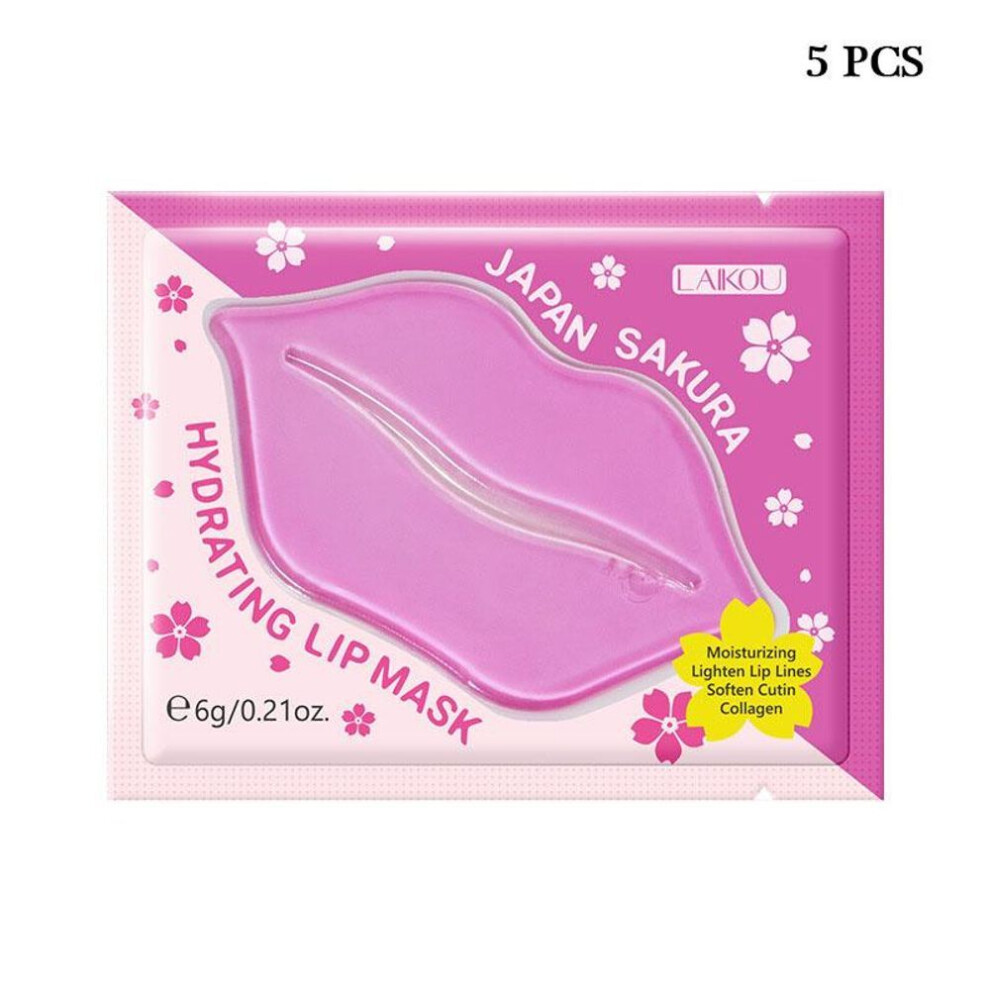 (as the picture, 5PCS) 3/5/10 Pcs Laikou Cherry Blossom Lip Mask 6g Lip Care Moisturizing Nourishing Lip Patch