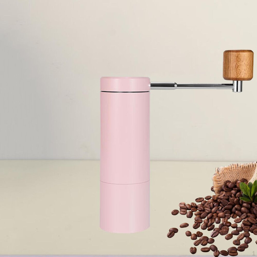 (pink) Coffee Bean Grinder, Manual Hand Mill, Portable Stainless Steel Burr For Espresso