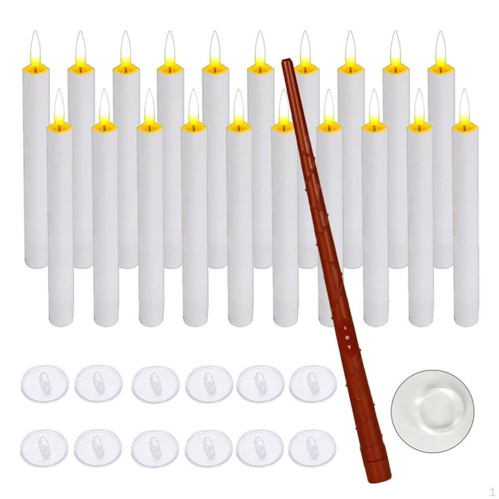 (as the picture, Brown Wand) 20 Pieces Decoration LED Floating Candles Lights with Wand Remote Timer for Halloween