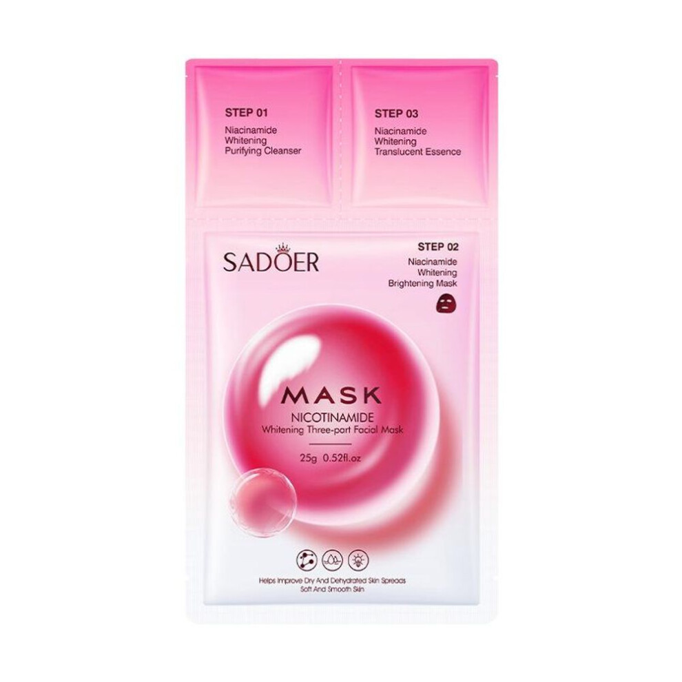 (0.8ml+0.8g+25g*2pcs) SADOER Nicotinamide Whitening Trilogy Mask Delicate Moisturizing Facial Mask 2pcs