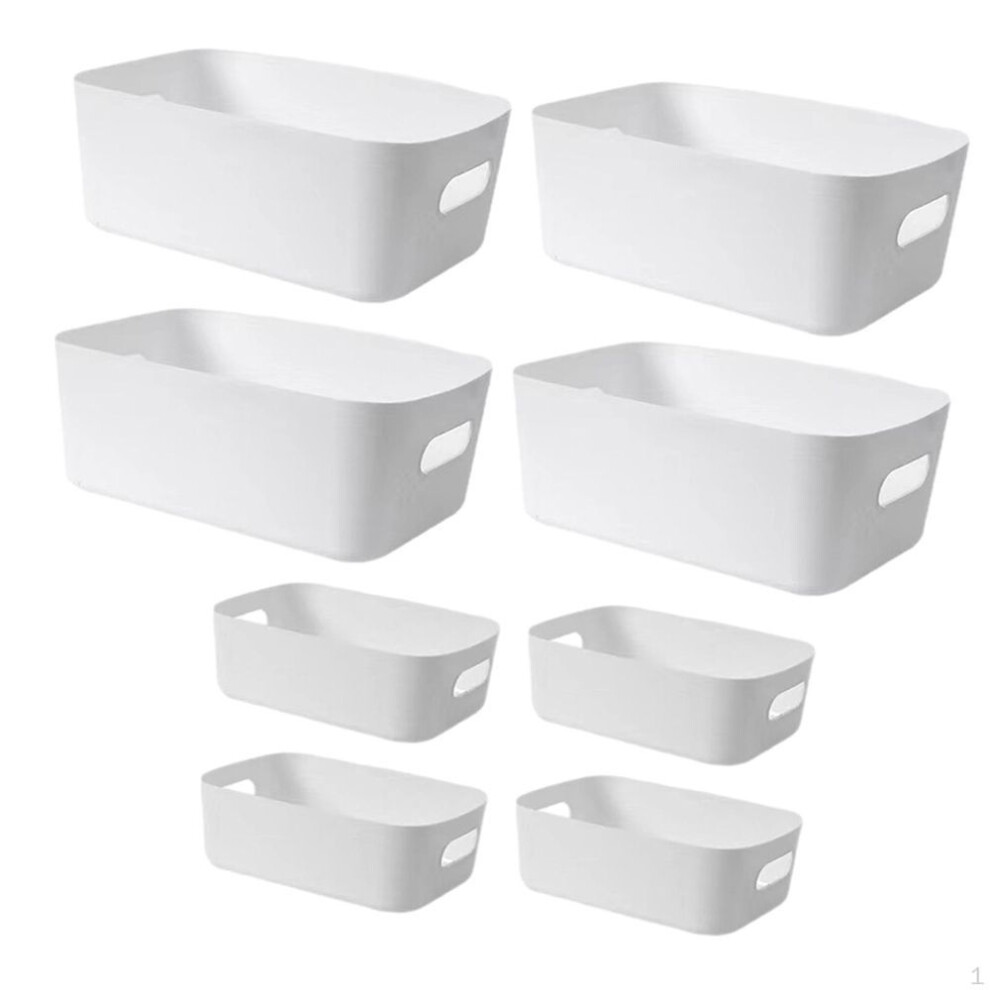 (white) 8 Pieces Cosmetics Case Organizer Makeup Vanity Holder Table Organizers Desk for Countertop