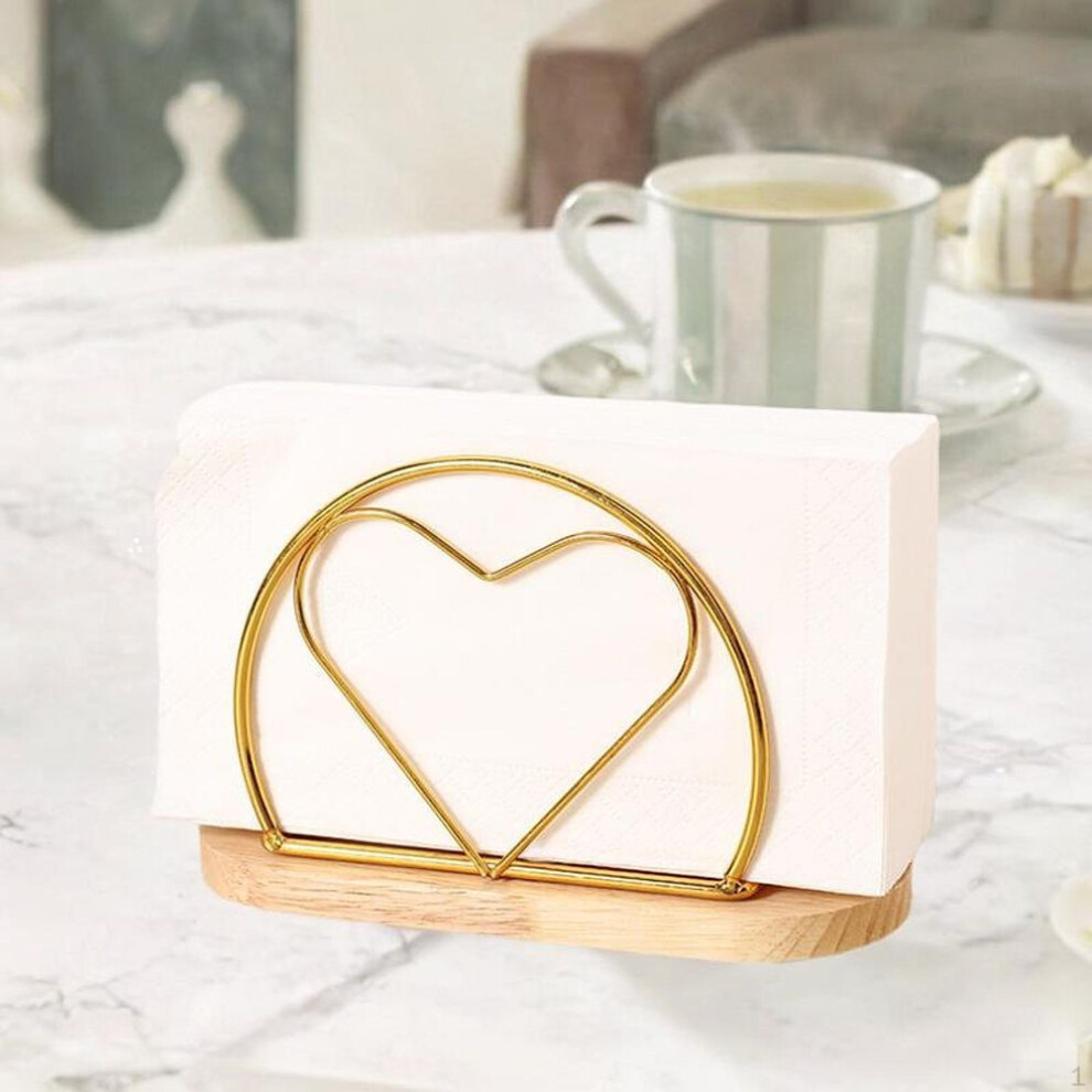(gold) Heart Design Napkin Holder for Table Tissue Organizer Kitchen And Bar