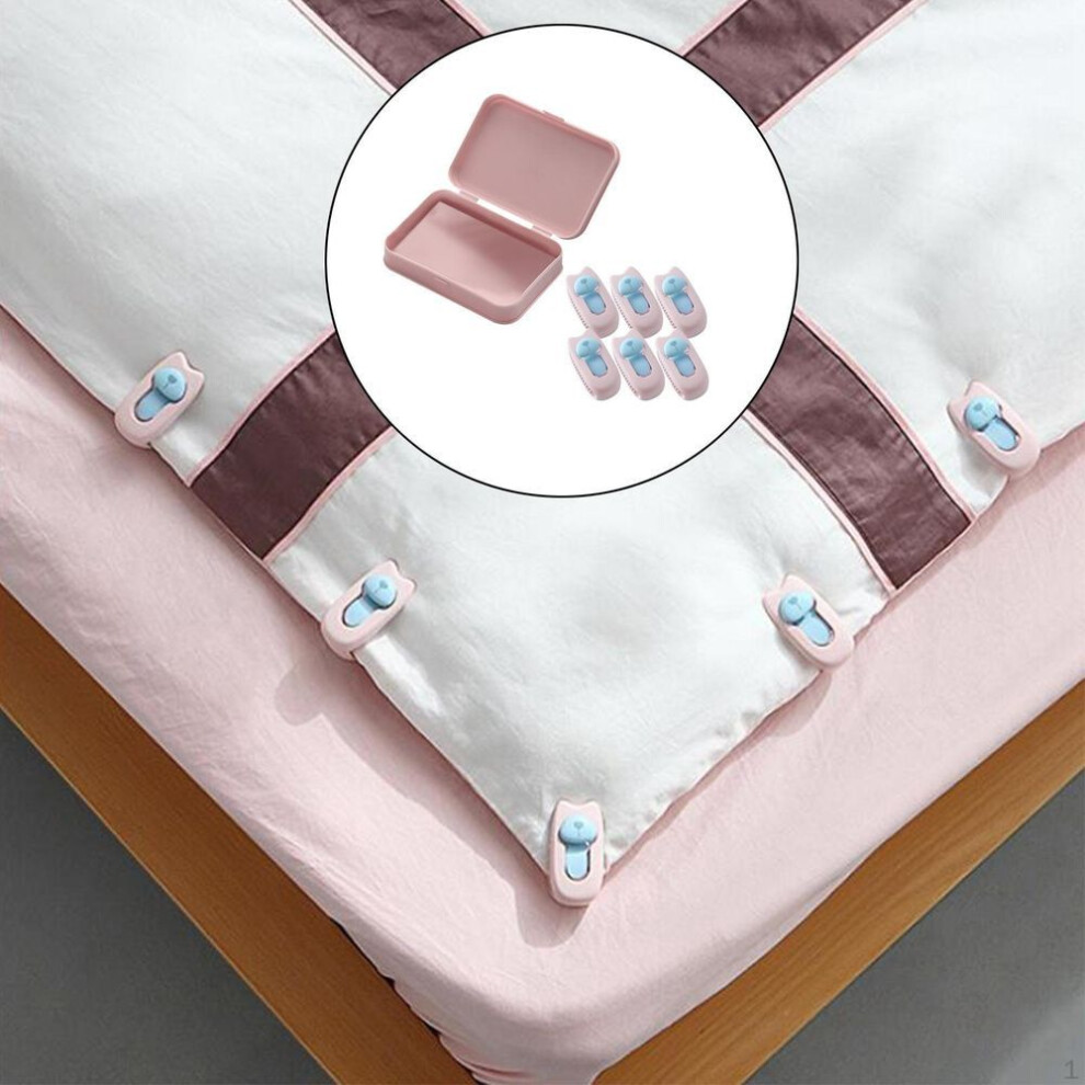 (light pink) 6 Pack Bear Shape Curtain Drape Pins Fitted Sheet Clips Quilt Adjustable Clothes Shell Holder