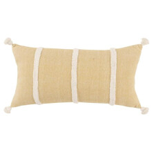 HomeRoots 518670 14 x 14 in. Yellow & White Cotton Pillow with Tassels Edges