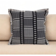 HomeRoots 383122 Black & White Abstract Stripes Throw Pillow