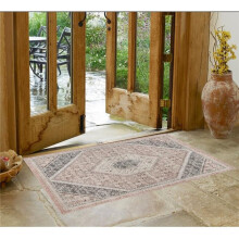 HomeRoots 565160 2 x 3 ft. Pink & Cream Medallion Rectangle Machine Woven Area Rug