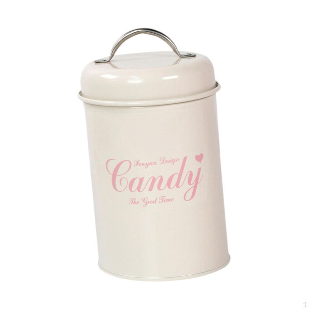 (as the picture, white Candy) Coffee Canister Biscuit Tin Rice Nuts Food Organizer Spice Jar Dog Treat Container Storage