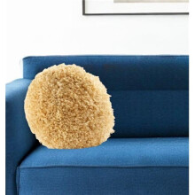HomeRoots 528001 14 x 14 in. Yellow Round Shag Throw Pillow
