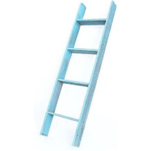 HomeRoots 380331 5 Step Rustic Turquoise Wood Ladder Shelf