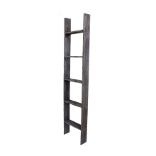 HomeRoots 380327 4 Step Rustic Black Wood Ladder Shelf