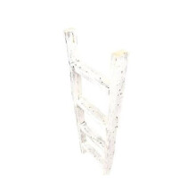 HomeRoots 380340 4 Step Rustic White Wood Ladder Shelf