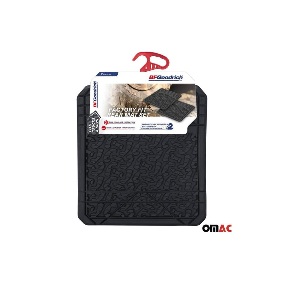 Omac 96Bf445 Anti-Shift Second Row Rubber Floor Mats For Trucks & Suv All Weather, - 2 Piece Black 031673585105