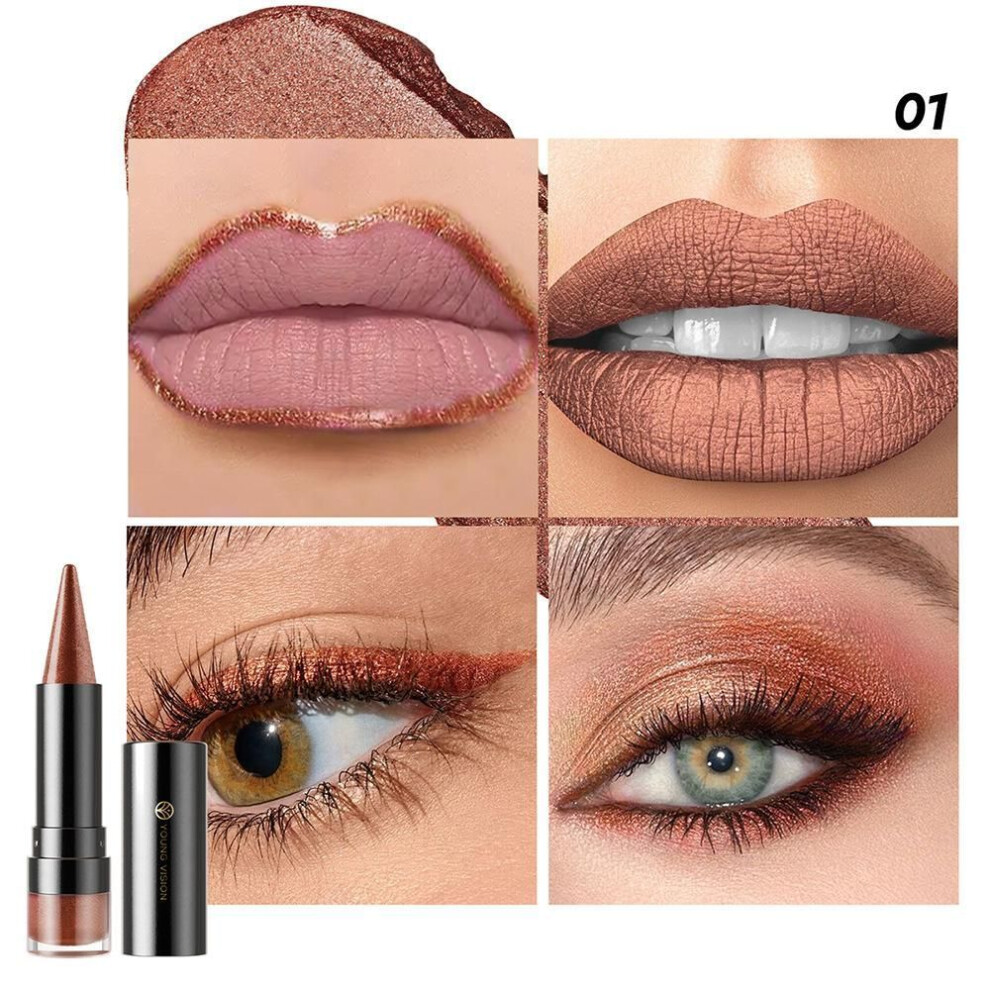 (as the picture, 3.5g) Young Vision 1-piece Multi-purpose Pearlescent Lip Liner Lipstick Eyeshadow Pencil Eyeliner Does Not Stain Lipstick Easily