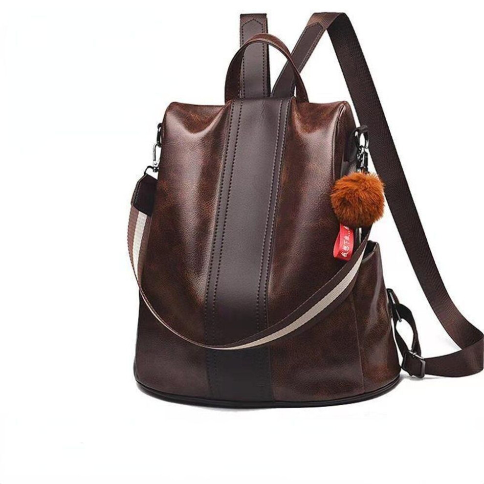 (brown, 30cm*15cm*31cm) Soft Leather Backpack Women's Anti-theft Schoolbag Lightweight Shoulder Bag Satchel Handbag Travel Daily And Shopping Bag