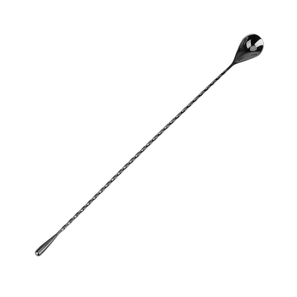 (40cm Black) Spiral Pattern Bar Teadrop Spoon Bar Tool Stir Spoon Mixing Cocktail Spoon Bartender Tools Stainless Steel 30/40cm