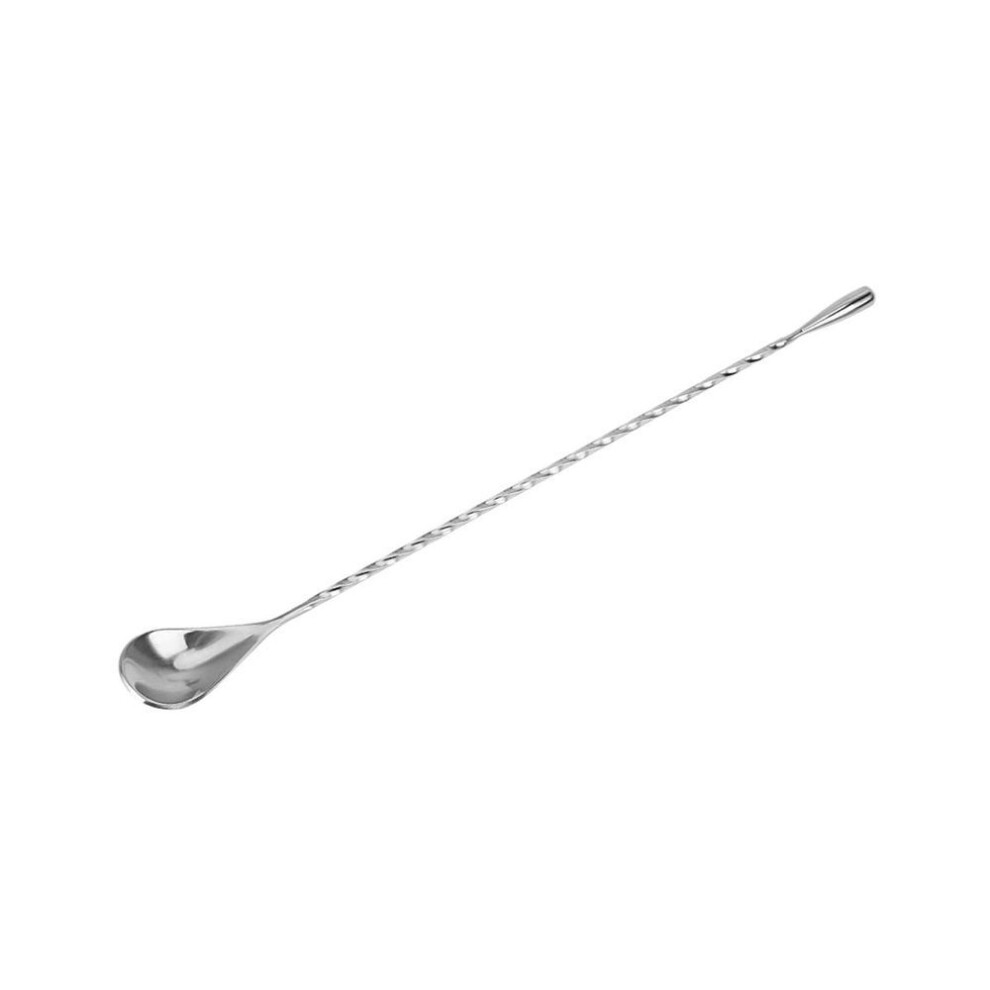 (30cm Silver) Spiral Pattern Bar Teadrop Spoon Bar Tool Stir Spoon Mixing Cocktail Spoon Bartender Tools Stainless Steel 30/40cm
