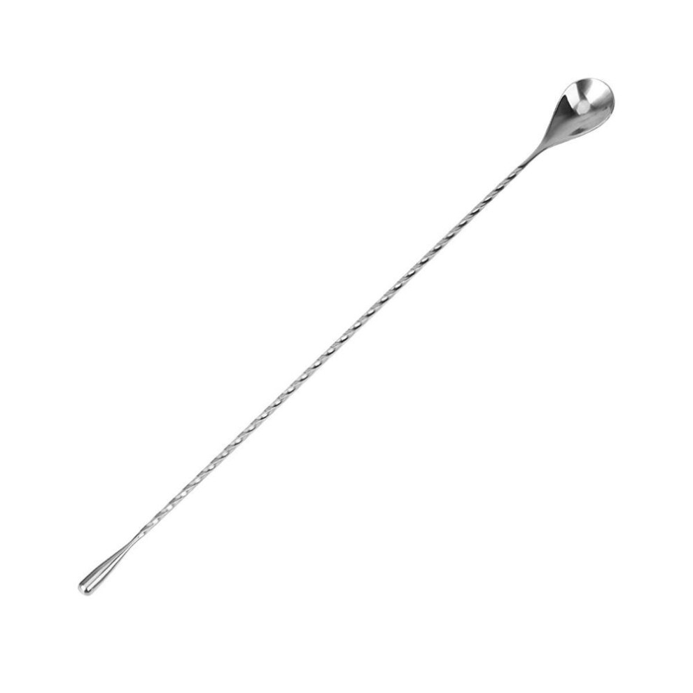(40cm Silver) Spiral Pattern Bar Teadrop Spoon Bar Tool Stir Spoon Mixing Cocktail Spoon Bartender Tools Stainless Steel 30/40cm