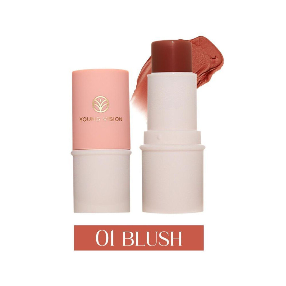 (01#) Young Vision Single Blush Highlight Stick Multi-functional Lazy Stick Solid Lipstick Rouge