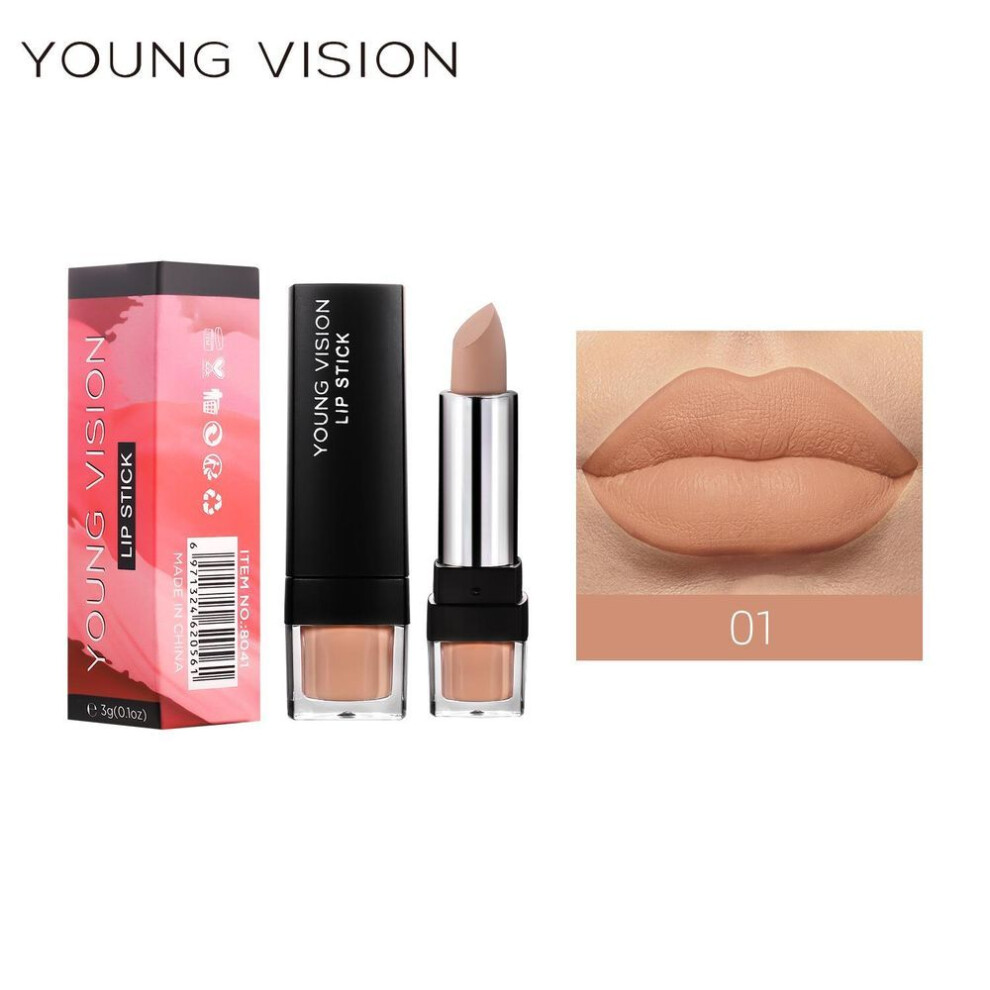 (as the picture, 3 g) Young Vision Mute And Dry 12 Color Single Lipstick Velvet Non-stick Cup Lip Balm