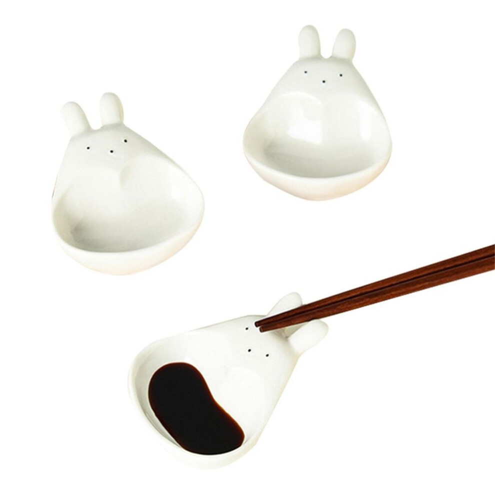 (as the picture) Ceramic Sauce Dish With Handle Rabbit Seasoning Dish Sushi Dipping Bowl Serving Plate