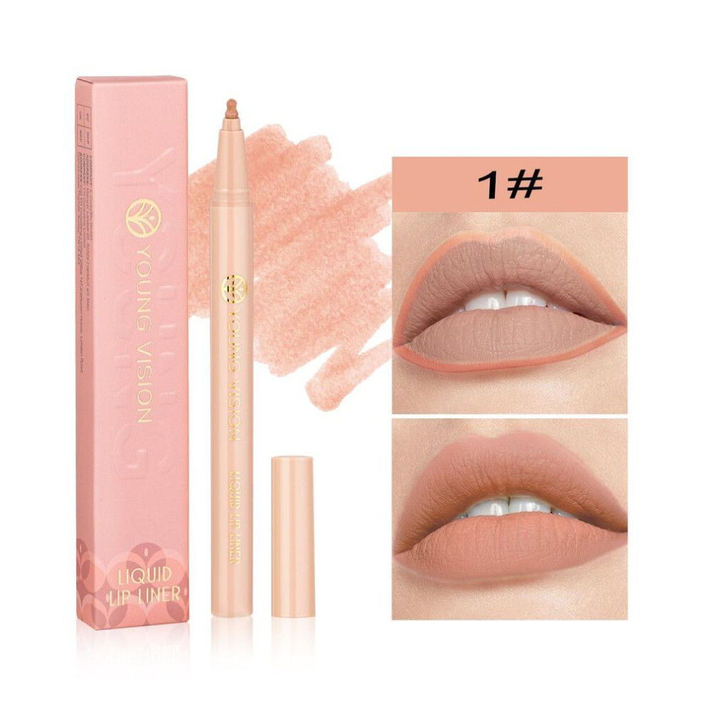 (as the picture, 0.6ml) YOUNG VISION Matte Liquid Lip Liner Sponge Gourd Head Mist Top Nude Waterproof Lip Gloss Lipstick pen