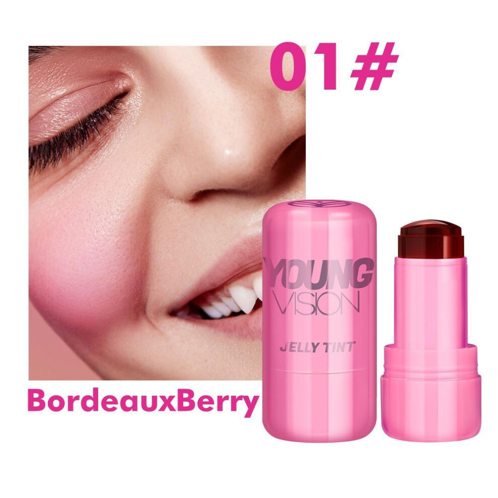 (01-BordeauxBerry (foreign version)) YOUNG VISION  Jell-o Blush for Lazy Body Moisturizing Shimmer Blush Stick