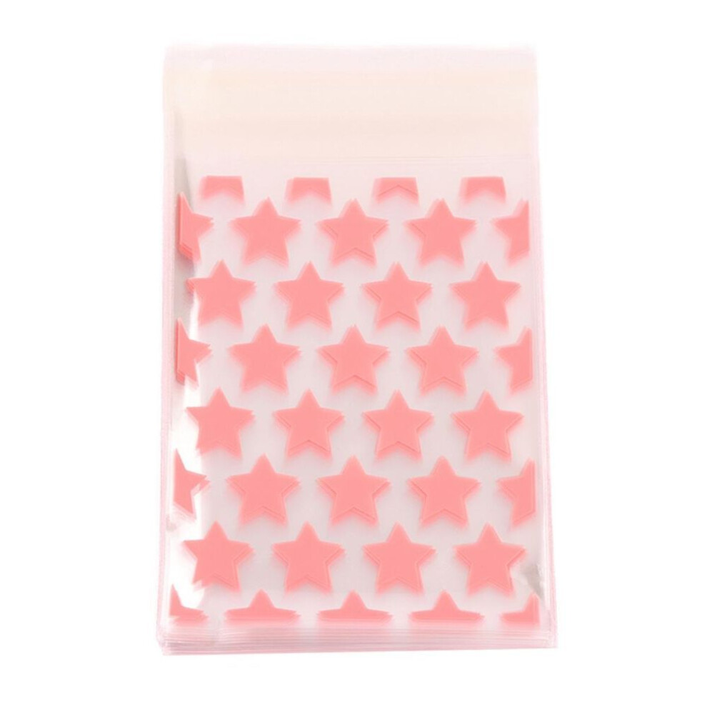 (pink) 100pcs Self-adhesive Sealed Pocket Candy Bag Wedding Plastic Transparent Bag Small Ornament Gift Bag Party Decoration Bags