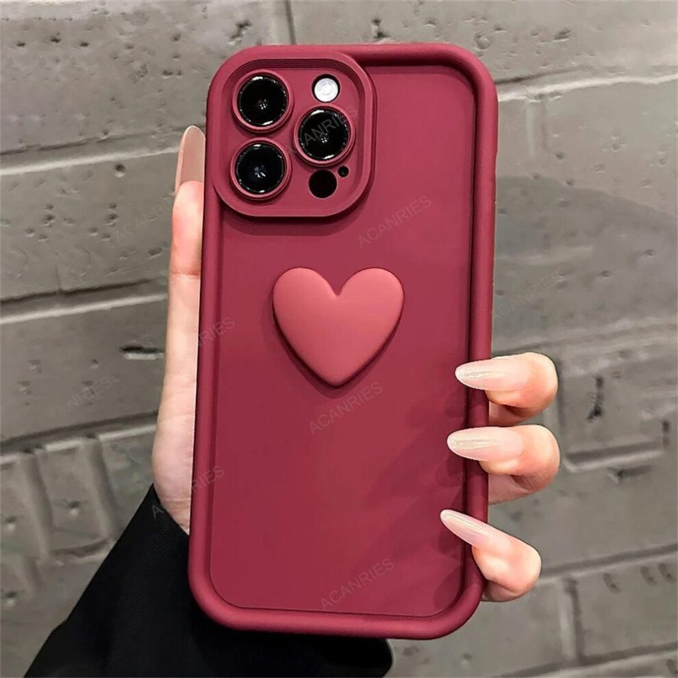 (wine red, A23 (4G 5G)) A 52 32 53 33 13 A52s Cute 3D Love Heart Silicone Case For Samsung Galaxy A52 A53 A33 A32 A72 A73 A23 A13 4g 5g Matte Back Cover