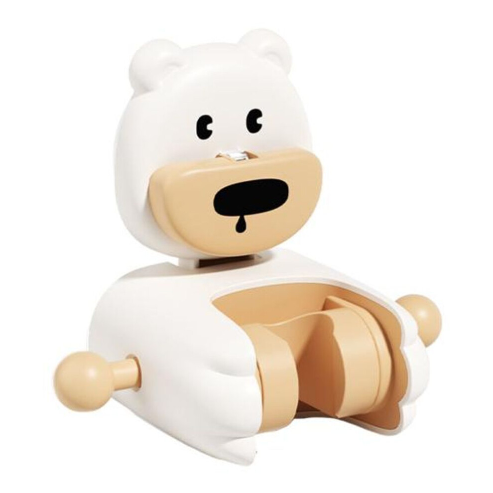 (white) Shower Rack Cartoon Bear Duck Shape Wall-mounted Suction Cup Shower Holder Strong Load-bearing Capacity Hook