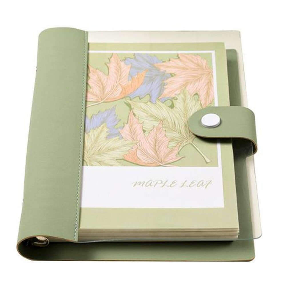 (green, A5) A5 B5 Binder Notebook 120 Pages Artificial Leather Cover Lined Loose-leaf Notebook Metal Snap Personal