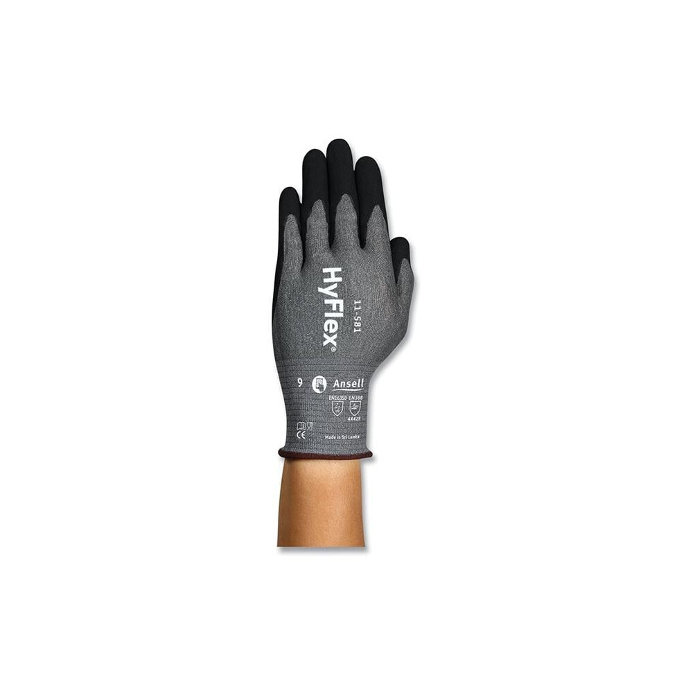 Hyflex 012-11581Vp-060 Light-Duty Nitrile Palm-Coated Gloves Vend Pack, Gray - Size 6 076490633301