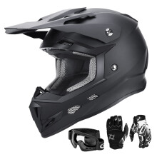 GLX GX623 Capacete ATV/Bike Infantil Combo - Preto Fosco, Pequeno - DOT