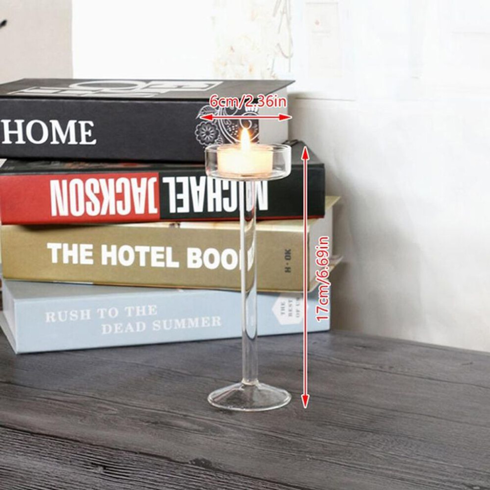 (17cm) 1Pc Glass Candle Holders Set Tealight Candle Holder Home Wedding Decor