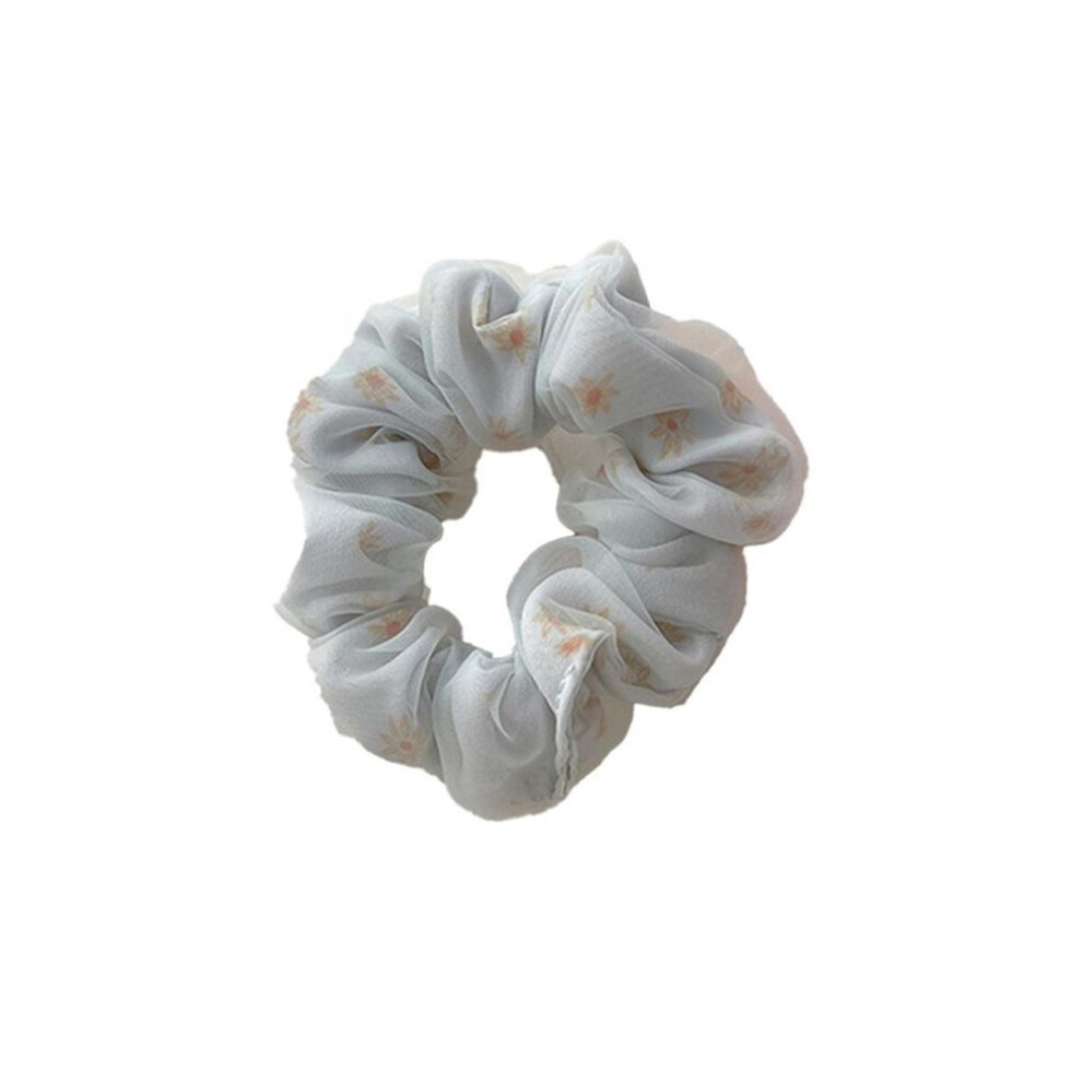 (blue, 9.5cm) Double Layer Silk Organza Scrunchies Sweet Flower Hair Band For Girls Ponytail