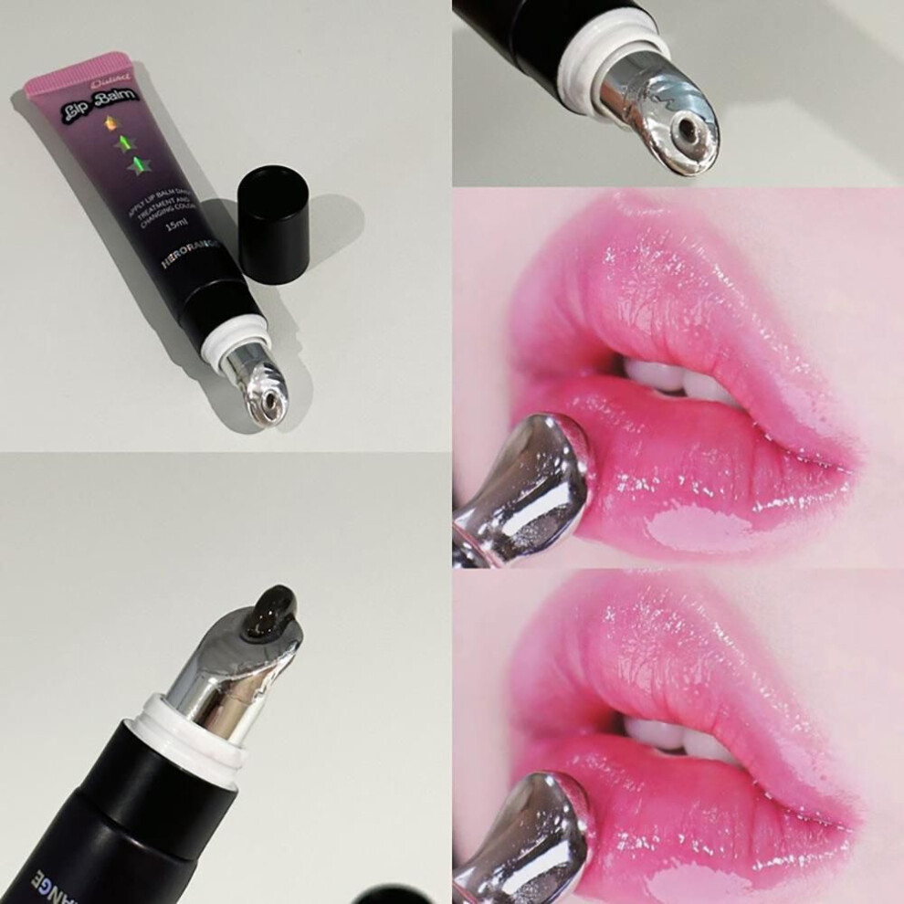 HERORANGE Color Changing Lip Balm Magic Temperature Changing Color Long-lasting Moisturizing Lip Gloss With Metal Massage Head