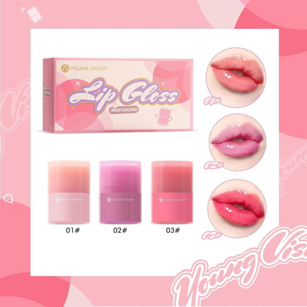 (as the picture, 12ML*3) YOUNG VISION Twist Lip Gloss 3 Color Set Moisturizing and Moistening Color Mirror Lip Gloss Lip Oil