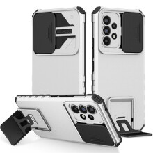 (white, for Samsung A33 5G) KEYSION Shockproof Case for Samsung A53 A33 A73 5G A23 Push Pull Camera Protection Live Stand Phone Cover for Galaxy A52 A72 A32