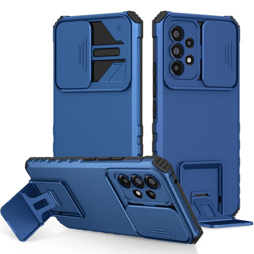 (blue, for Samsung A33 5G) KEYSION Shockproof Case for Samsung A53 A33 A73 5G A23 Push Pull Camera Protection Live Stand Phone Cover for Galaxy A52 A72 A32