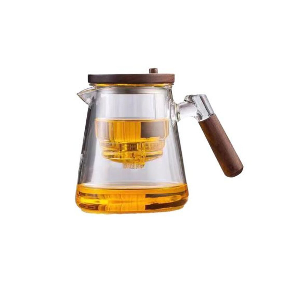(clear) 800ml Teapot Water Separation Glass Glass Teapot Wooden Handle Heat-resistant Precise Pouring Tea