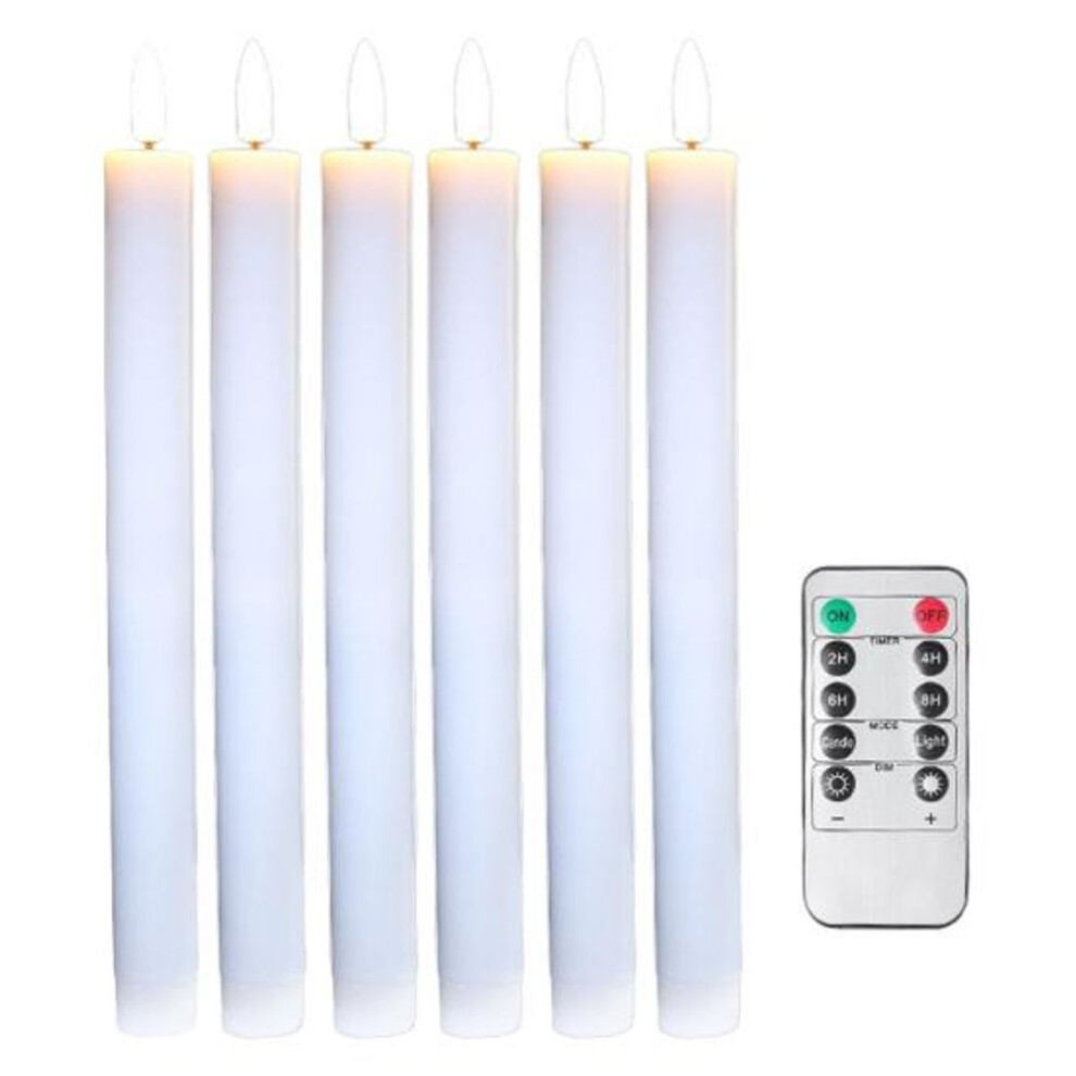 (white, B) 6pcs Flameless Taper Candles Battery Operated Window Fake Candles With Remote Control Flickering