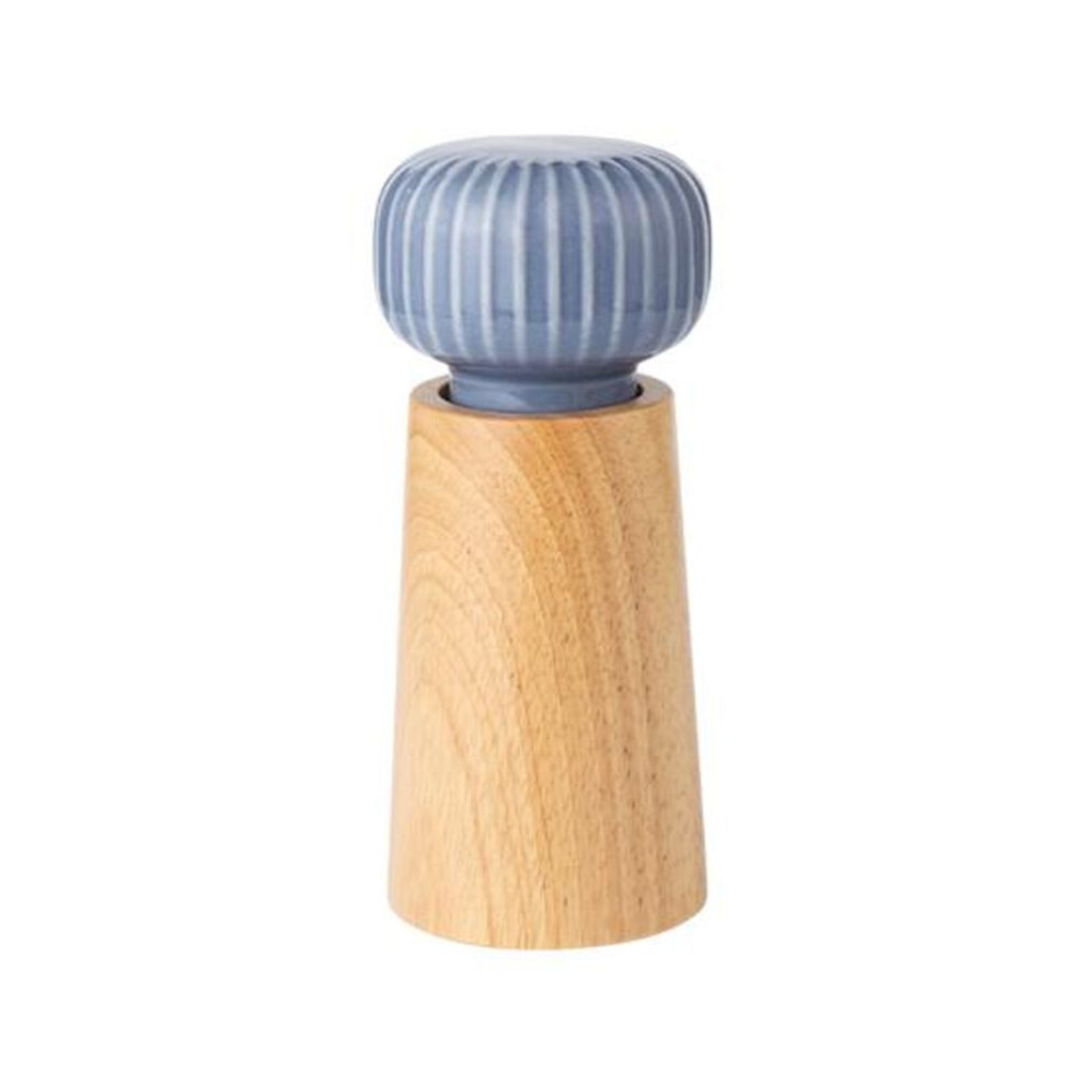 (blue, 6inch) Wooden Pepper Grinder Manual Salt And Pepper Mill Adjustable Coarse-grained Grinder Refillable Salt
