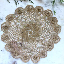 Peking Handicraft 06PR001GD10 10 in. Annies Treasures Irish Rose Fine Crochet Doilies, Red & Gold
