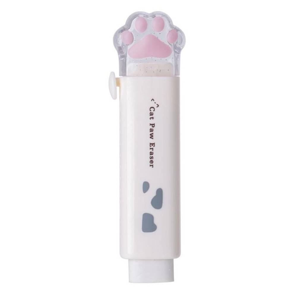 (white) Creative Cute 1 Pcs Kawaii Cat Paw Push-pull Pen Shape Pencil Eraser Rubber Novelty Kids Student Learning Office Stationery