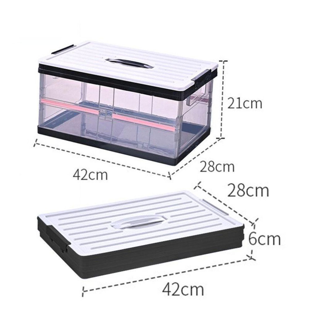 (black) Household Transparent Storage Box Car Trunk Storage Box Finishing Box Sundries Book Box Storage Box