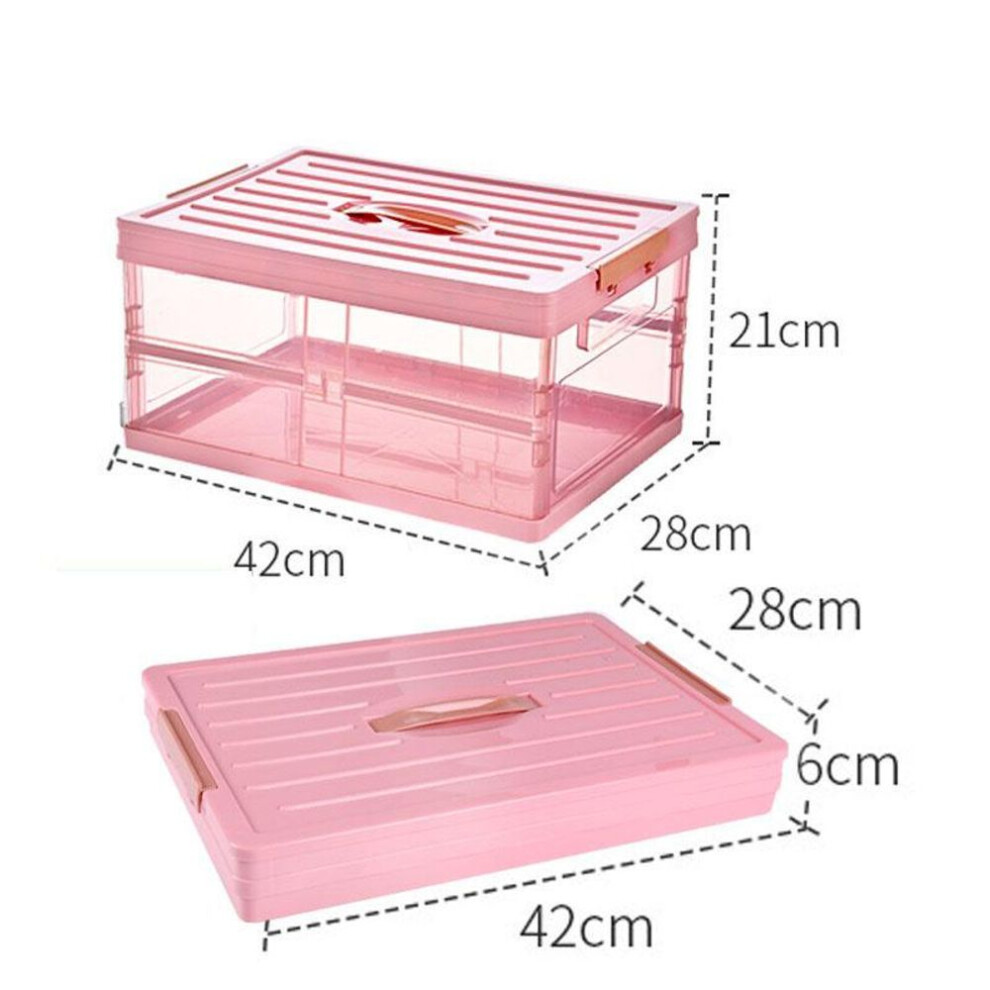 (pink) Household Transparent Storage Box Car Trunk Storage Box Finishing Box Sundries Book Box Storage Box