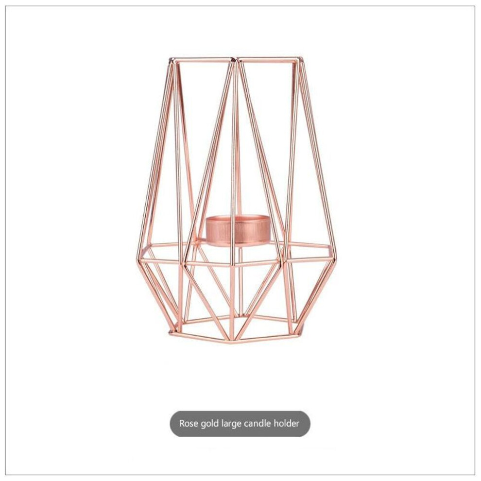 (rose gold, large) Nordic Light Luxury Candle Holder Golden Iron Candle Holder Rose Gold European Romantic Candle Cup Table Decoration